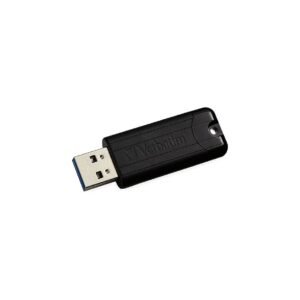 FLASHMEMORY VERBATIM 256GB PINSTRIPE NEGRO USB 3.0 /RETRACTIL /MICROBAN